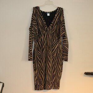 New Venus Animal Print Metallic Dress Size M